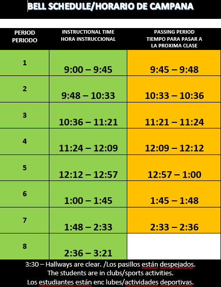 In Person Bell Schedule